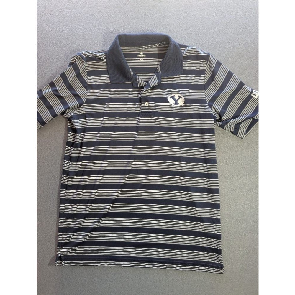 Brigham Young University BYU Cougars Polo Shirt Navy Blue and Gray Sz Medium